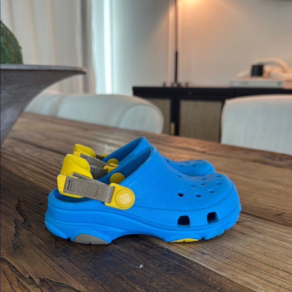 Kids Blue and Yellow Crocs Clogs